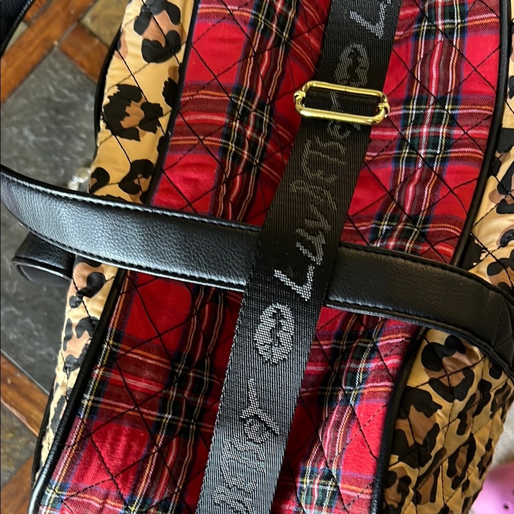 Betsy Johnson Quilted Leopard Carry on Tote with Gold Accent - Picture 4 of 13